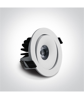 White 6,5W LED Recessed adjustable spot, ideal for bathroom and outdoor installation, IP54.