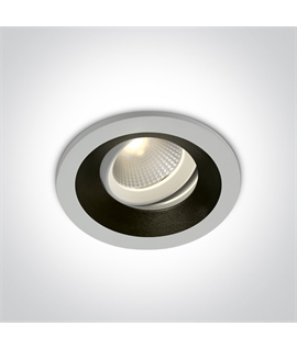 White 12W COB LED adjustable recessed spot with interchargeable rings.