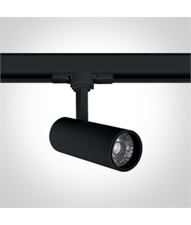 Black 10W track spot with COB LED, ideal forshops and showrooms.
