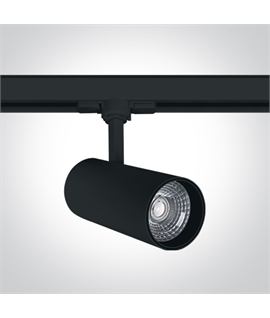 Black 20W track spot with COB LED, ideal forshops and showrooms.