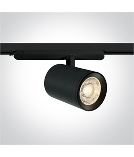 Black 40W COB LED track spot with, ideal forshops and showrooms.