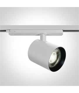 White 35W DALI Dimmable COB LED track spot for standard 3 phase track.