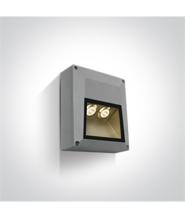 White 2x1W LED wall light, IP54, ideal for both indoor and outdoorinstallation.