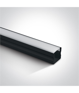 Black 2m Surface aluminium profile with PC opal diffuser.