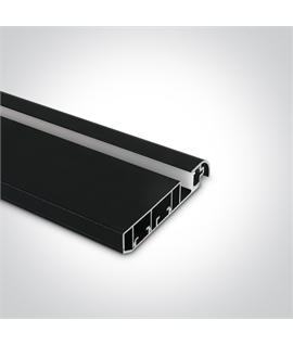 Black 2m wall aluminium skirting profile with PC opal diffuser.