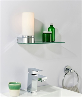 Opal and Chrome Wall Light Integrated Glass Shelf 