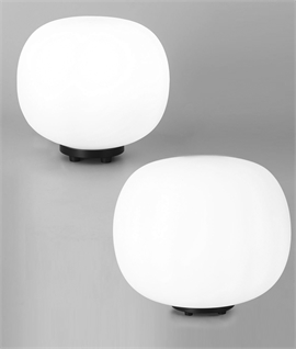 Oval Ball & Black Table Lamp with Frosted White Glass Globe - 2 Sizes