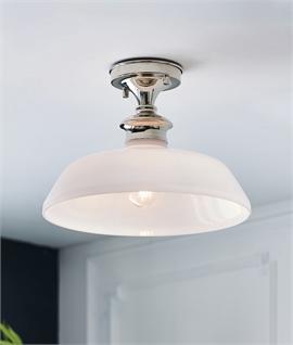 Timeless Bright Nickel and Glass Semi-Flush Light