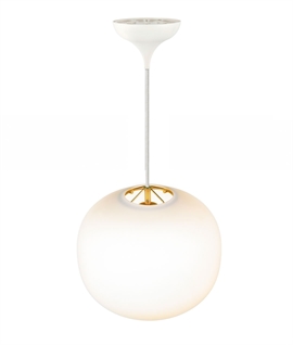 20cm Globe Light Pendant with Gold & Brass Details - Open at Bottom