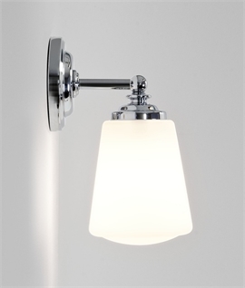 Classic Chrome Stem Bathroom Wall Light With Opal Drop Glass 