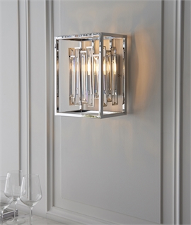 Striking Polished Chrome & Crystal Wall Light