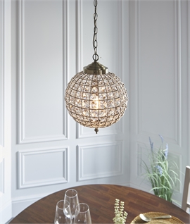 Striking Glass & Antique Brass Globe Pendant Light