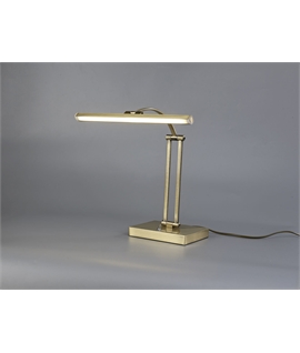 Otto 1 Arm Table Lamp. 1 x 6W LED, 3000K, 470lm, Antique Brass, 3yrs Warranty