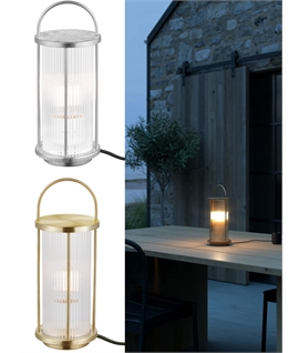 Ribbed Glass Exterior Table Light - Galvanized or Brass