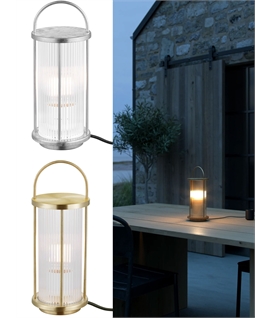 Ribbed Shade Exterior Table Light - Galvanized or Brass