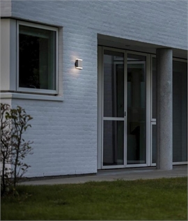 Exterior Slim Black LED Wall Light with Opal Glass 