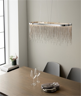 LED Linear Suspended Pendant with Waterfall Of Fine Chains