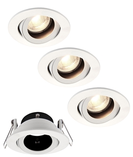 Pack of 3 ready to install Adjustable Downlight with Low Glare Baffle For GU10 Mains Lamps - Only One Pack Remaining
