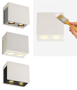 Rectangular Surface Mounted Double Spotlight - Paintable Gypsum