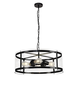 Panis Pendant, 4 Light E27, Matt Black