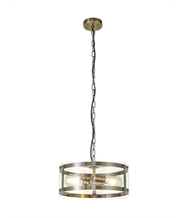 Panis Pendant, 2 Light E27, Antique Brass