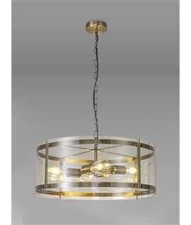 Panis Pendant, 4 Light E27, Antique Brass