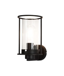 Pastor Wall Light, 1 Light E27, Black-Clear Glass