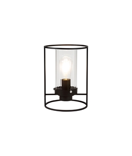 Pastor Table Lamp, 1 Light E27, Black-Clear Glass