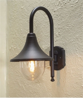 Black Continental Style Exterior Wall Lantern - Teardrop Glass