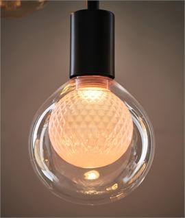 E27 125mm 3w Globe Lamp - Inner Faceted Globe in Pink or Grey