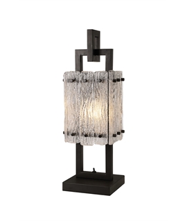 Piquet Table Lamp, 1 Light E27, Matt Black-Crystal Sand Glass