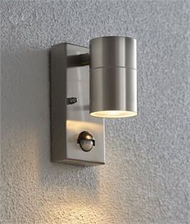 Brushed Stainless Steel Outdoor Wall Light with PIR Sensor