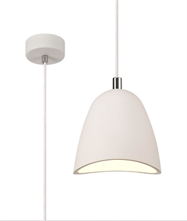 Paintable Plaster Pendant with Curved Shade Dia 180mm