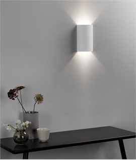 Plaster Cylinder Up and Down Illuminated Wall Light - 2 Sizes