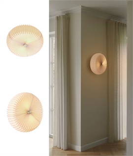 White Pleated Shade Light for Wall or Ceiling Dia 40cm