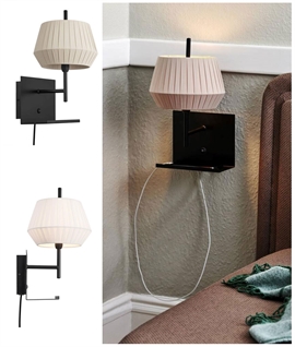 Bell Shape Shade and Black Shelf Wall Light