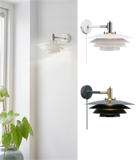 Scandinavian Layered Shade Wall Light with Adjustable Head and G9 Lamp Holder - switched