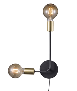 Modern Multi-Arm Black & Brass Double Wall Light