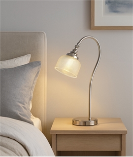 Polished Nickel & Adjustable Prismatic Glass Shade Table Lamp Polished Nickel & Adjustable Prismatic Glass Shade Table Lamp