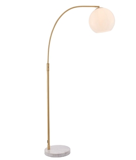 Brass Arched Floor Lamp & Opal Globe Shade 