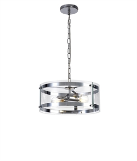 Clear Circular Glass Pendant with Interior 2 Light Fixture
