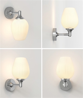 Bathroom Bracket Wall Light with Opal Tulip Glass - IP44 Rated 