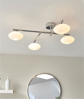 Bathroom IP44 Semi-Flush Chrome & Opal Glass Ceiling Light