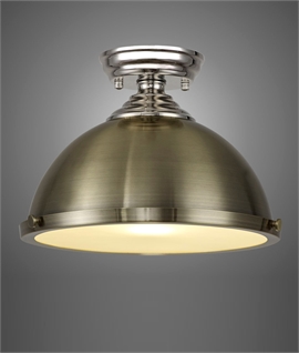 Flush Mounted Metal & Nickel Dome Shade Light - Dia 310mm