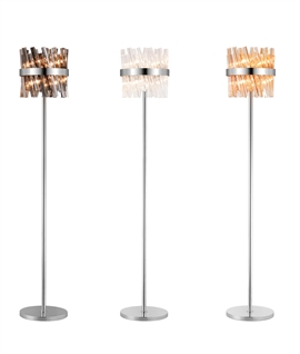 Polished Nickel Framework & Glass Rod Floor Lamp - 3 Options