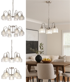 Polished Nickel Chandelier with Prismatic Glass - 3 Options