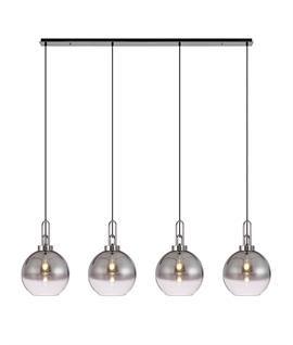 Linear 4 Light Pendant - Fade Glass Globe Shades
