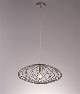Elliptical Sphere Fretwork Pendant - Polished Nickel