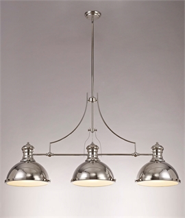 Linear Polished Nickel 3 Light Pendant - Glass Diffusers
