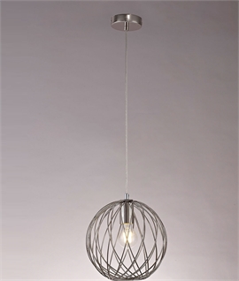 Sphere Fretwork Pendant Light - Polished Nickel Finish